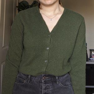 Lands' End Green Button Up Cardigan